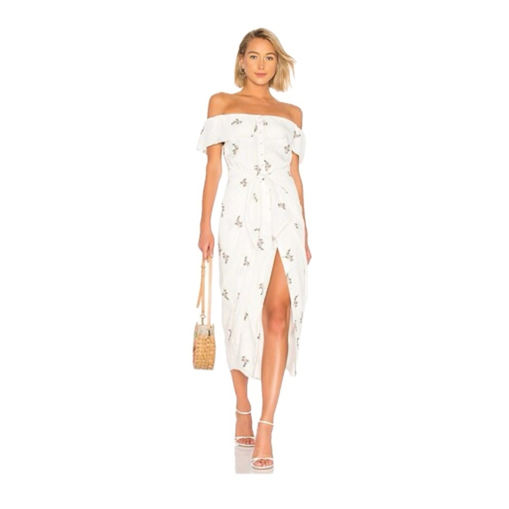 Floral Off-Shoulder White Dress